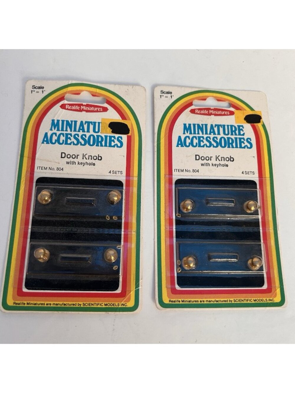 Vintage Realife Miniatures Dollhouse Brass Door Knobs Keyholes 2 Packs 804 (8pc)
